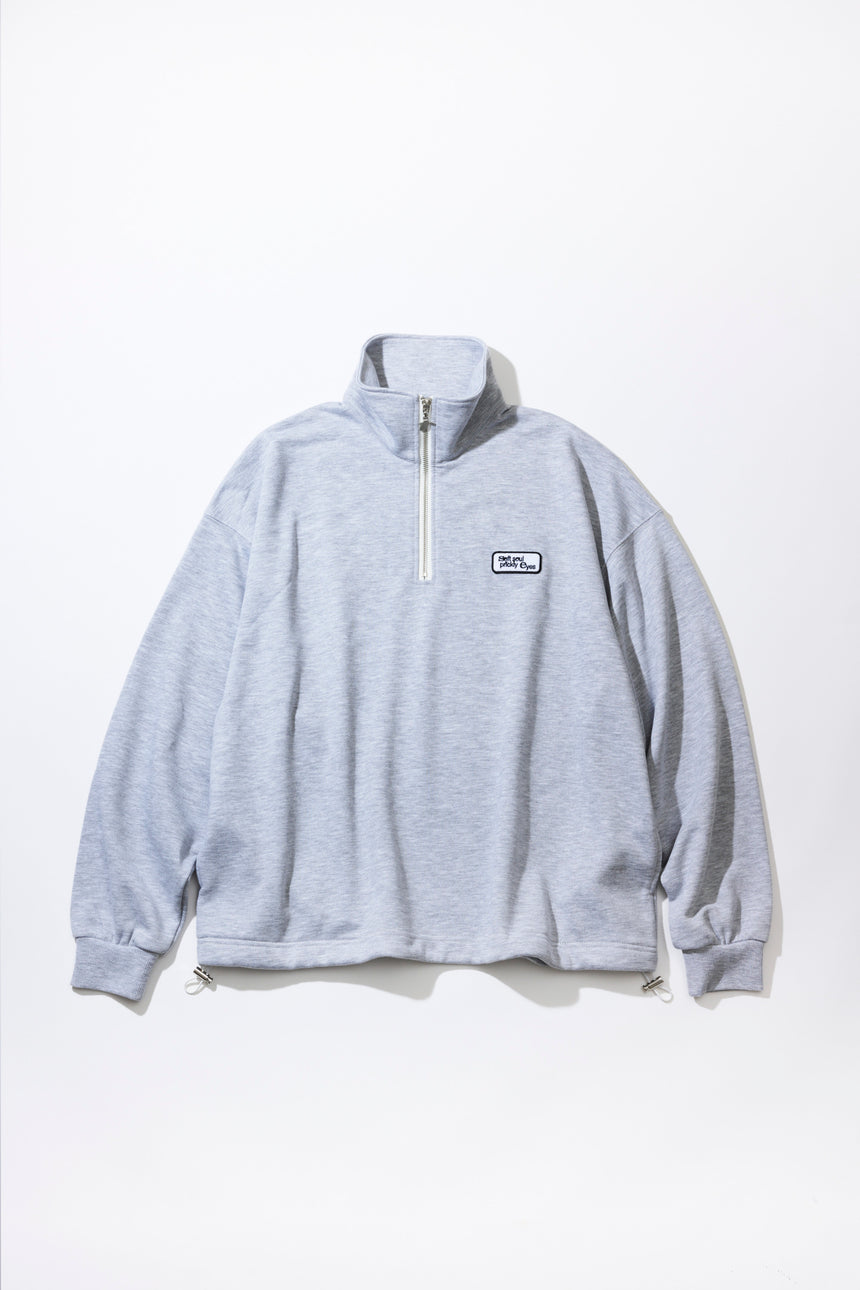 Embroidered half-zip sweatshirt [GRAY]