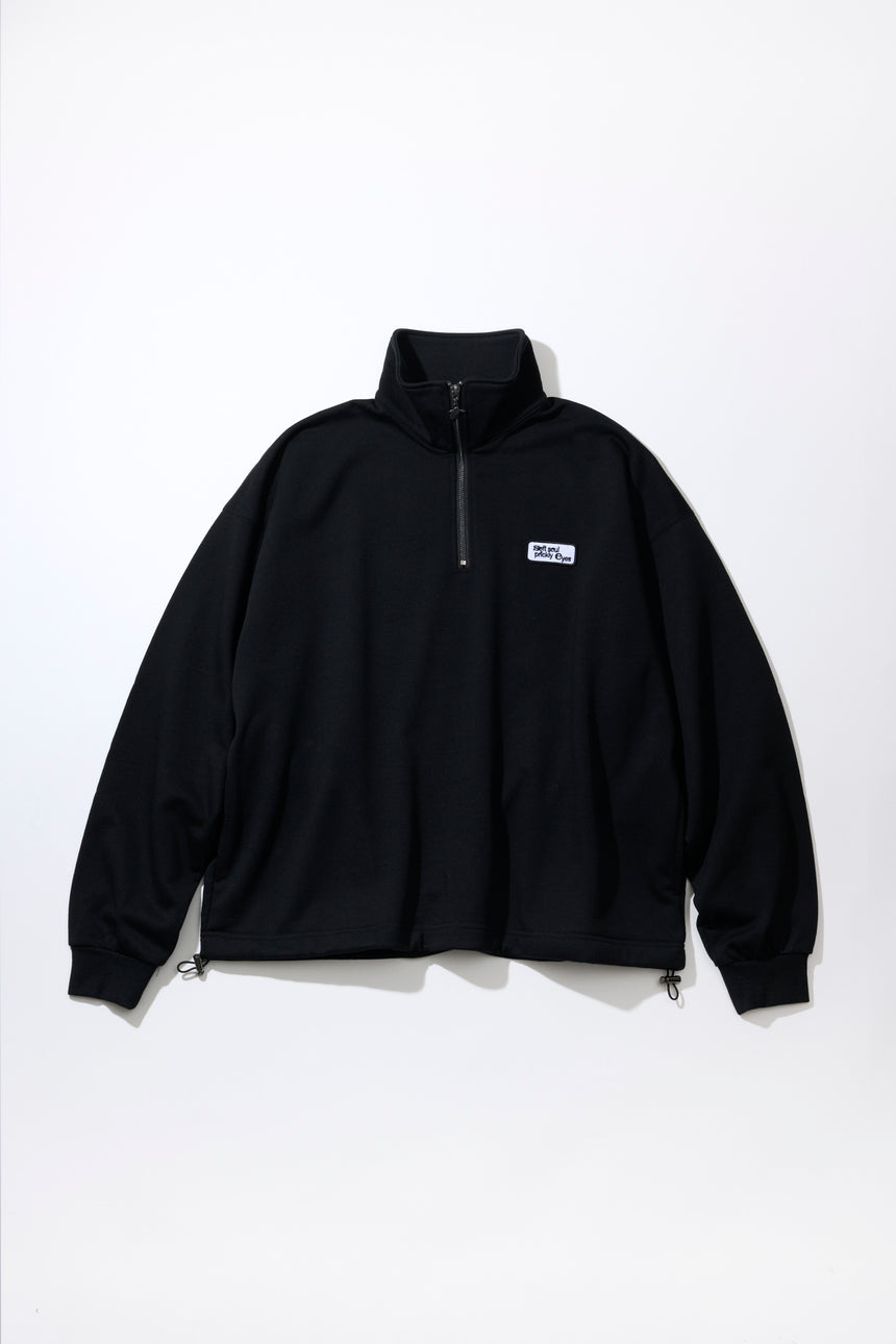 Embroidered half-zip sweatshirt [BLACK]