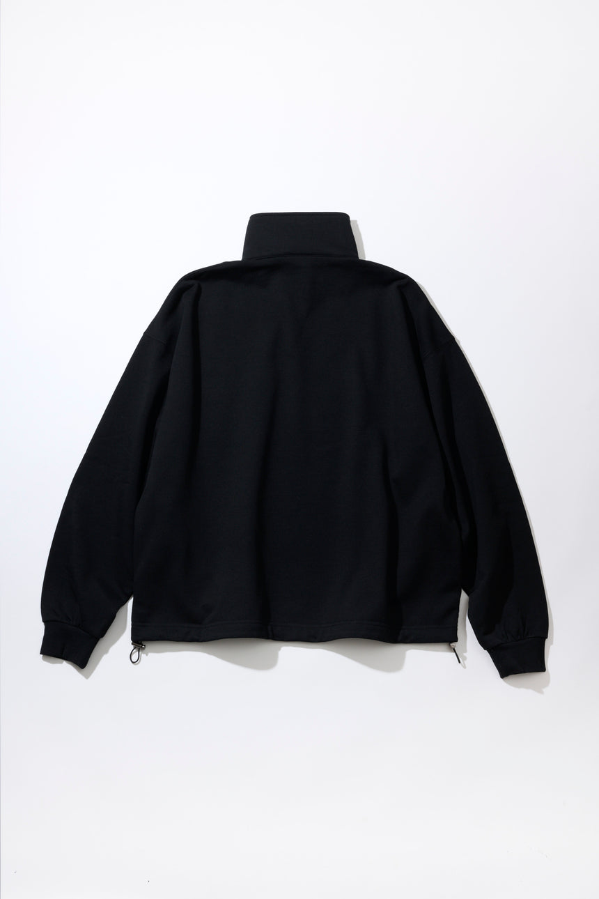 Embroidered half-zip sweatshirt [BLACK]