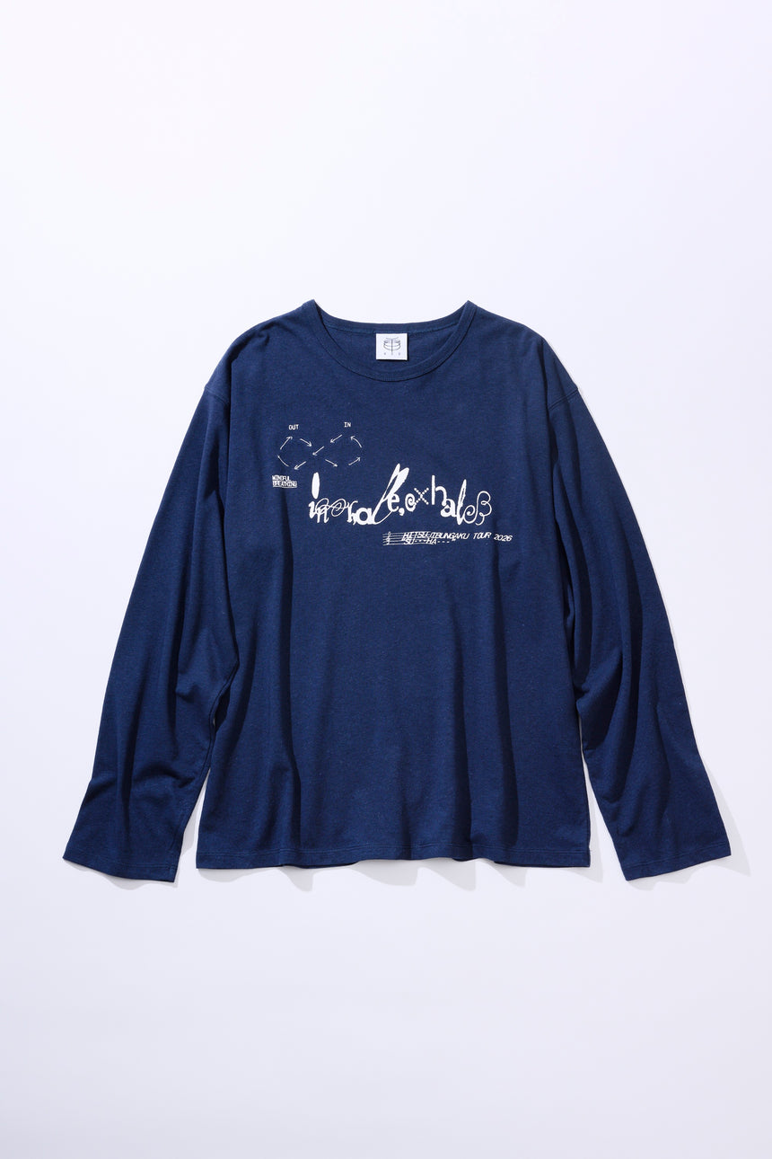 MINDFUL BREATHING Long T-shirt [NAVY]