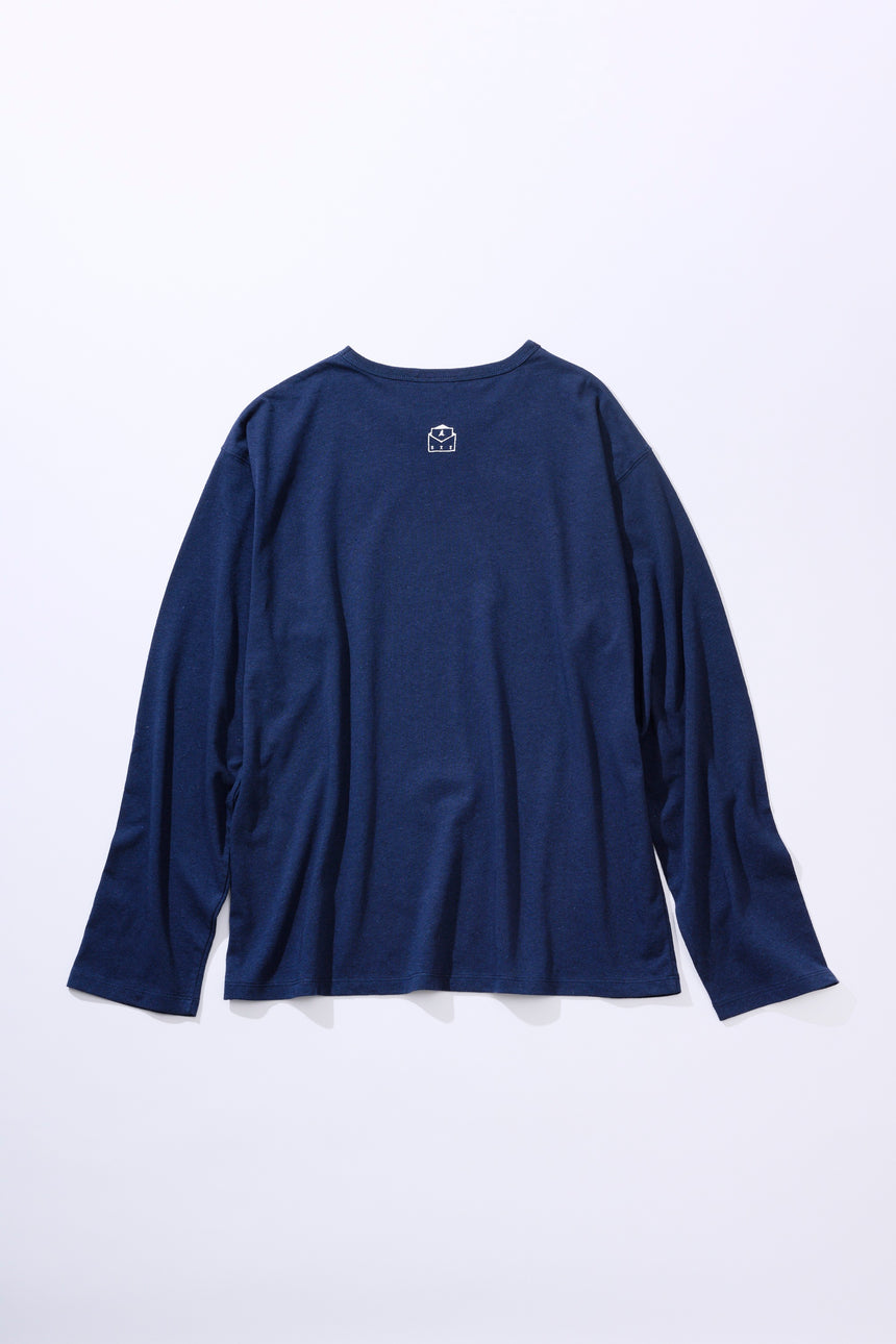 MINDFUL BREATHING Long T-shirt [NAVY]