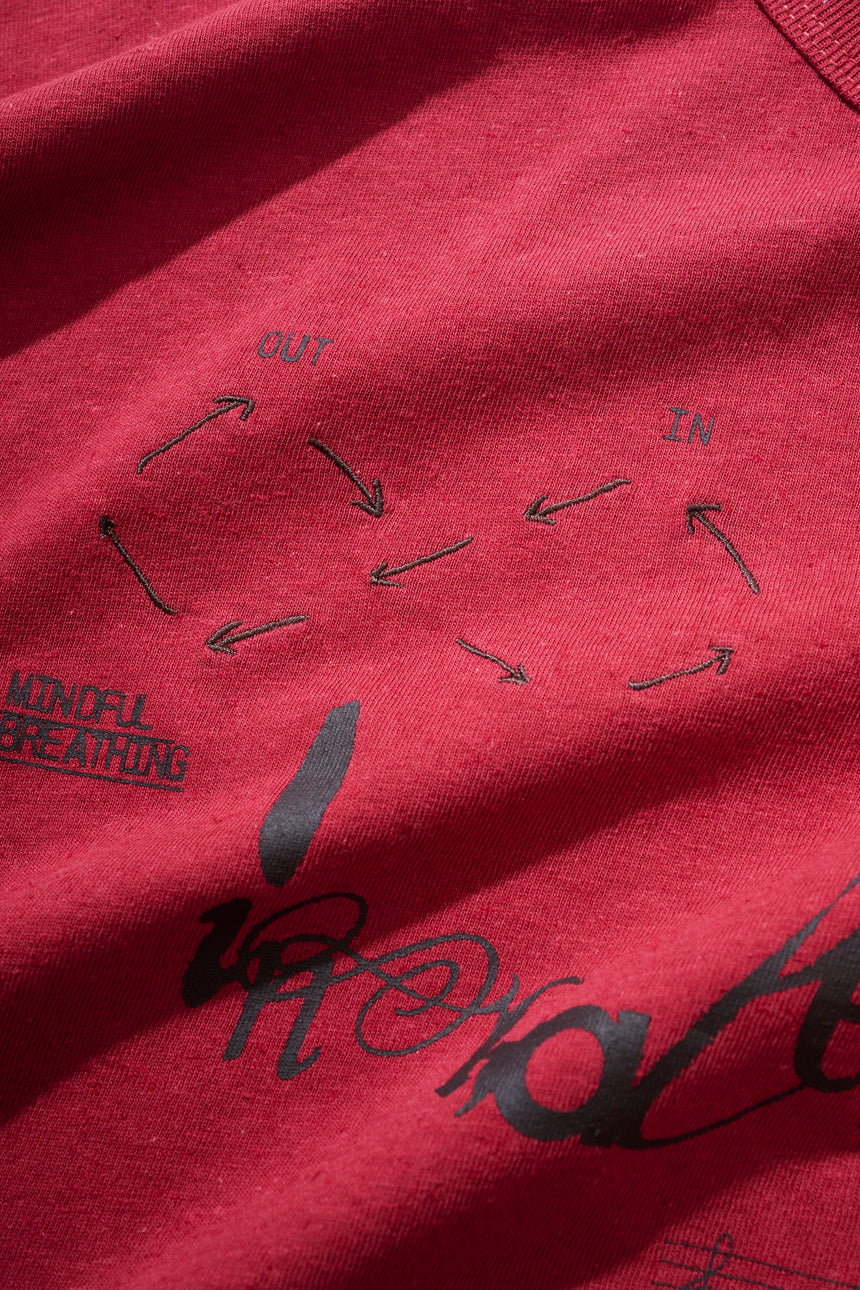 MINDFUL BREATHING Long Sleeve T-shirt [RED]